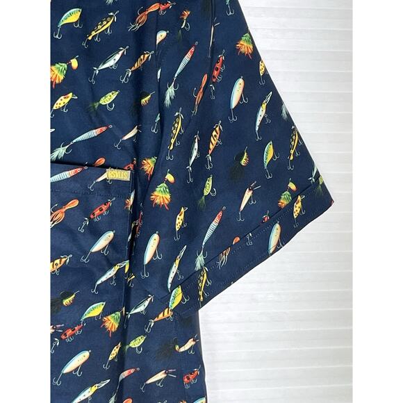 RSVLTS Fishing Lures Camp Shirt Mens XL "Lure 'em in" Navy Blue Button Kunuflex - Picture 4 of 12